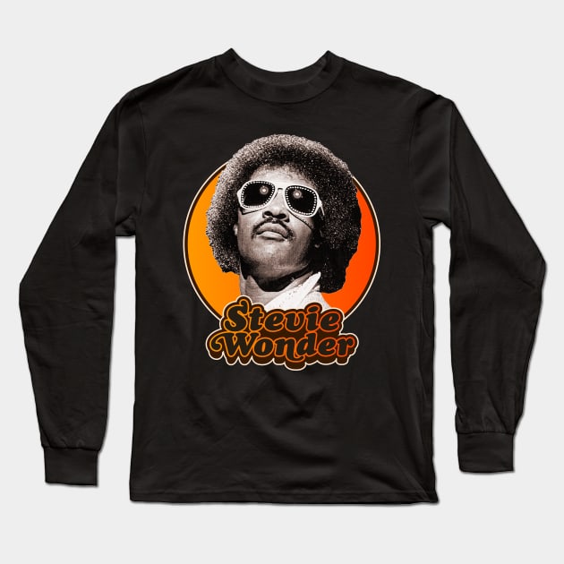 Retro Stevie Wonder Tribute Long Sleeve T-Shirt by darklordpug